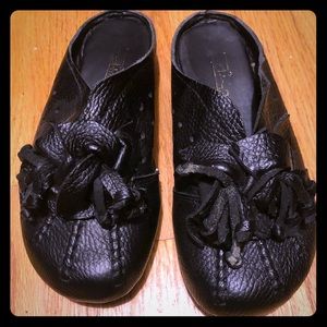 Black leather mules/slip-ons
